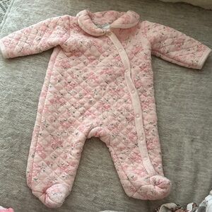 Floral Pink Quilted Baby Footie